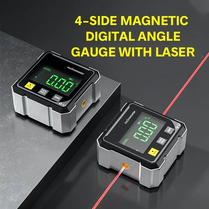 4-Side Magnetic Digital Angle Gauge with Laser - Image 3